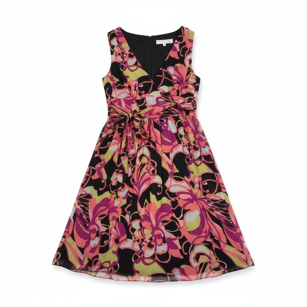 Vintage Trina Turk‎ 100% Silk Dress Made in USA Y2K Psychedelic Floral Size 6